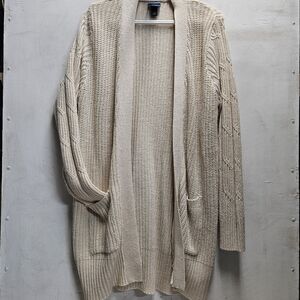 Daytrip Long Cardigan Sweater Womens Small Cream 2 Pocket Spring Jacket